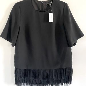 Black Short Sleeve Banana Republic Fringe Top (WITH TAGS)